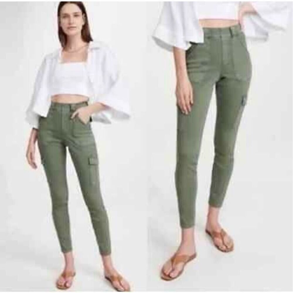 Spanx Stretch Twill Ankle Cargo Pant in Soft Sage Green Medium